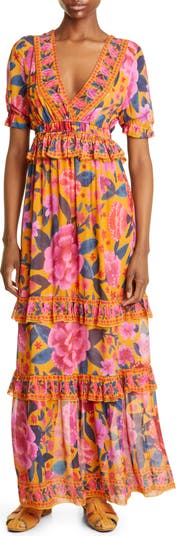 FARM Rio Floral Dream Short Sleeve Maxi Dress | Nordstrom