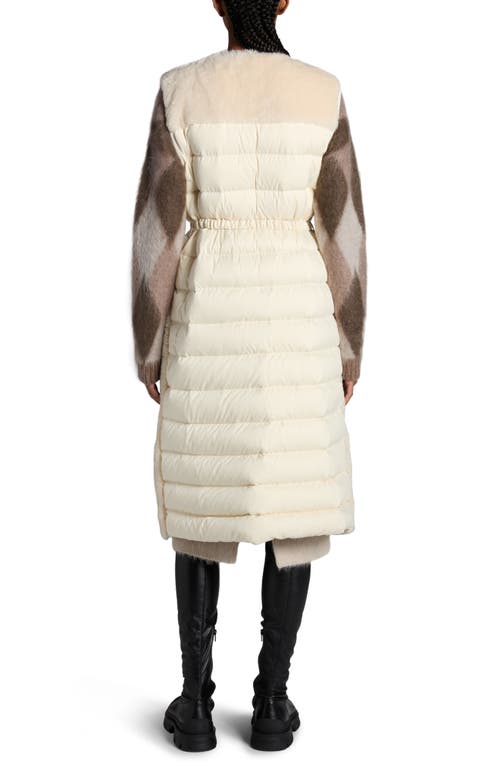 Shop Moncler Sorbier Faux Fur & Down Long Vest In Almond Milk