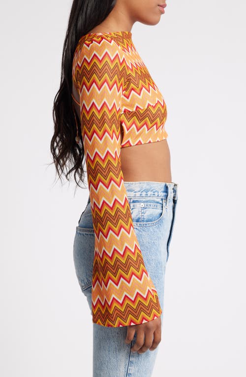 Mistress Rocks Lace-up Back Crop Knit Top In Orange Multicolour