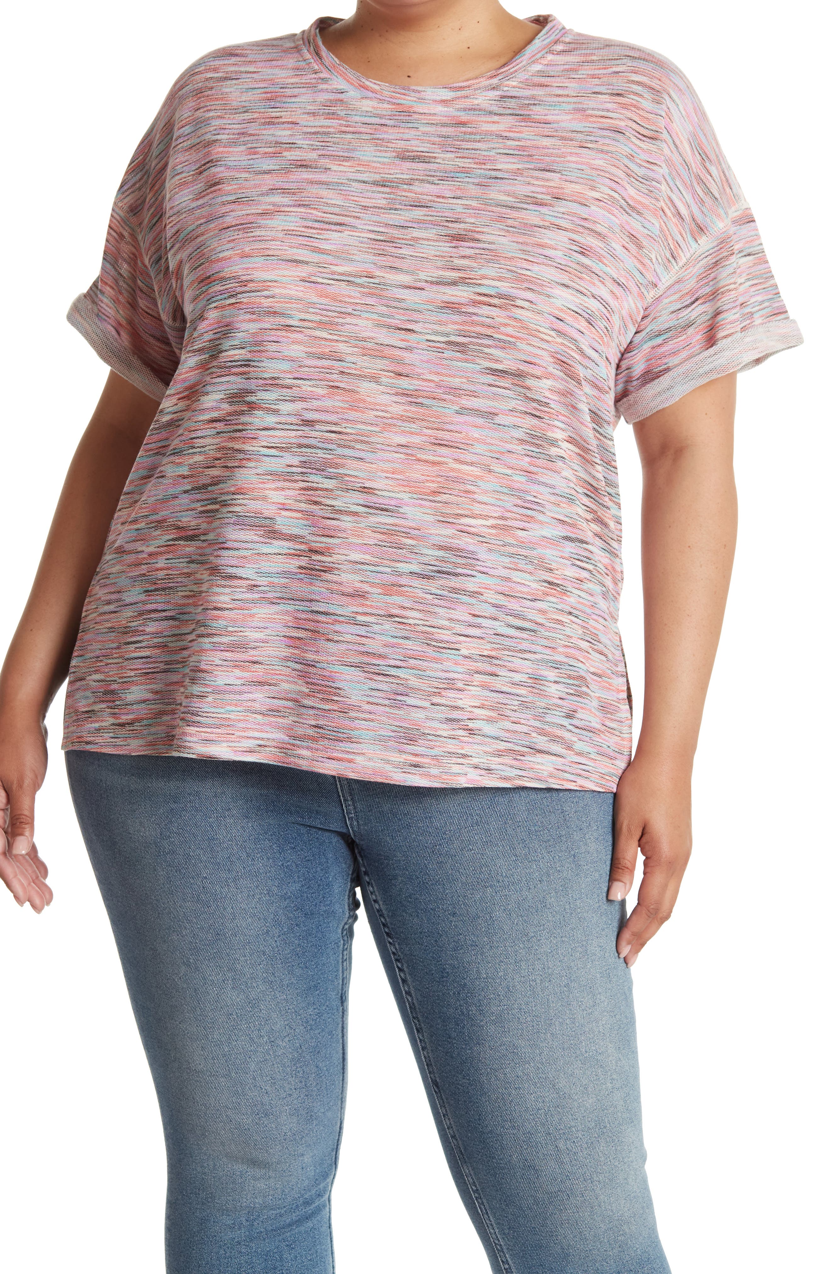 Melloday Space Dye Dolman Sleeve T-shirt In Medium Pink7
