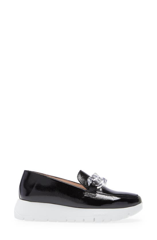 Wonders A-2405 Platform Loafer In Black Patent Leather