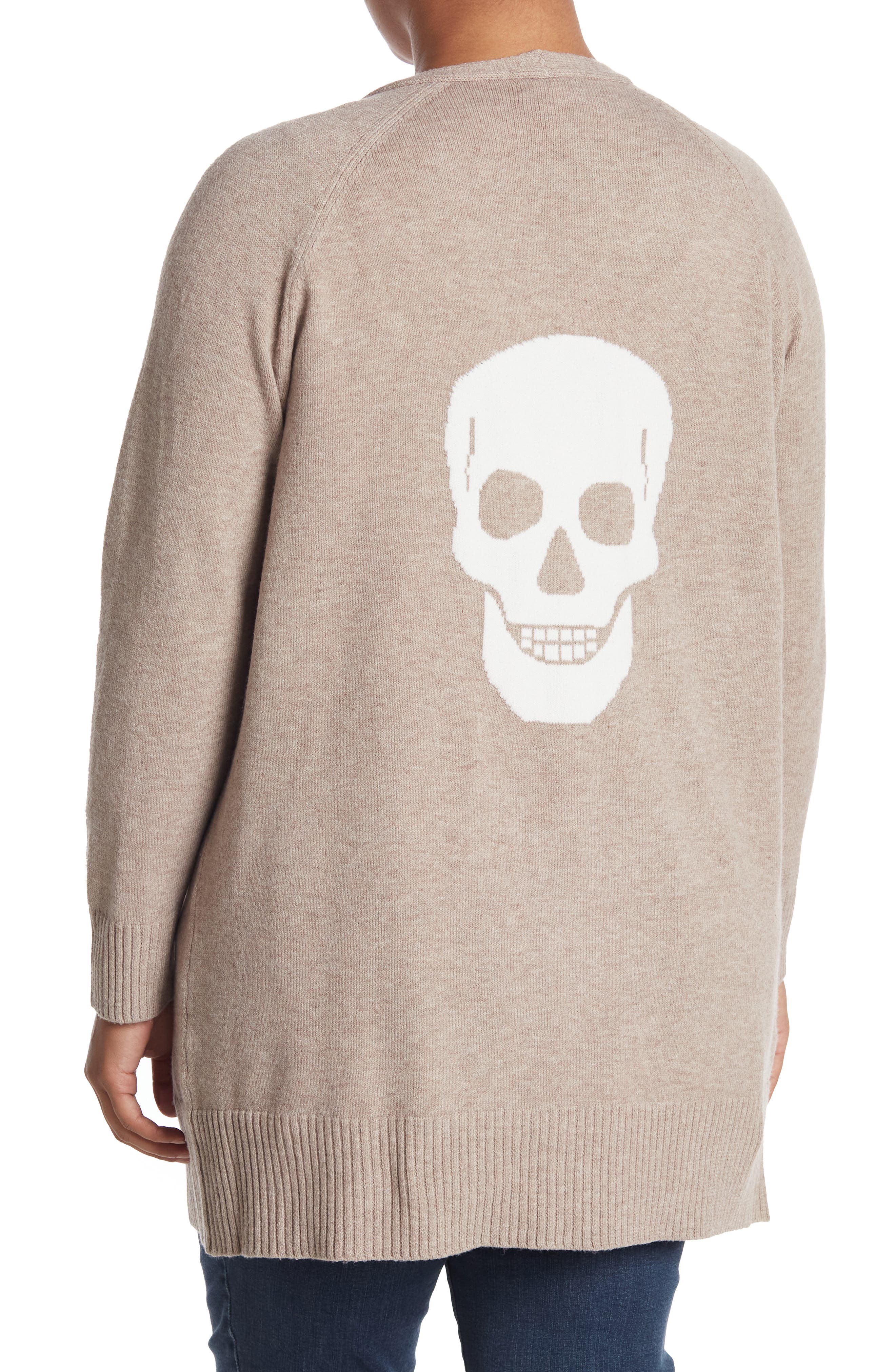 Sweet Romeo Skull Back Cardigan in Latte White at Nordstrom Rack, Size 1x