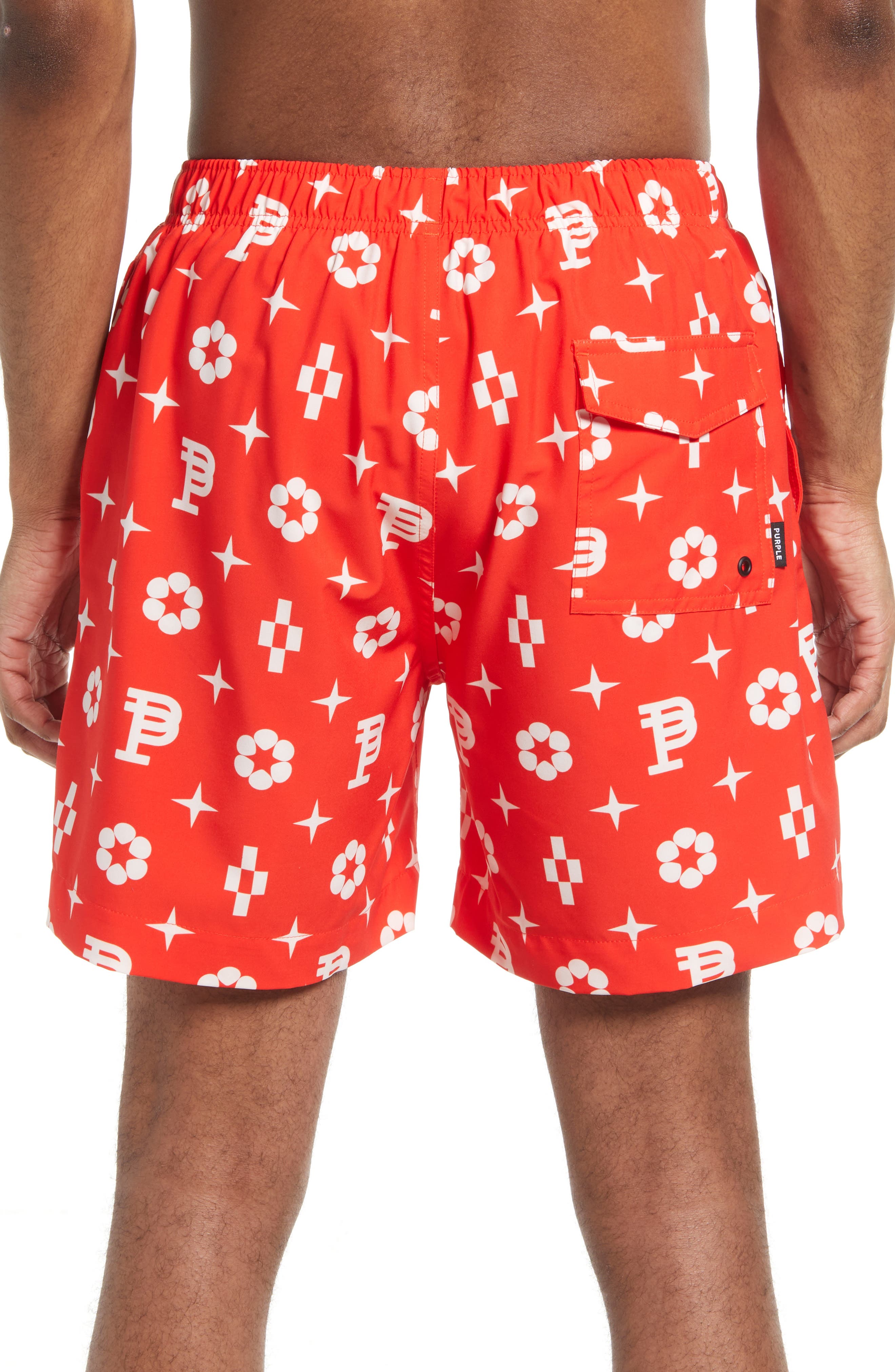 Monogram Print Swim Trunks 