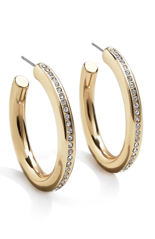BaubleBar Inset Crystal Hoop Earrings in Clear/gold at Nordstrom