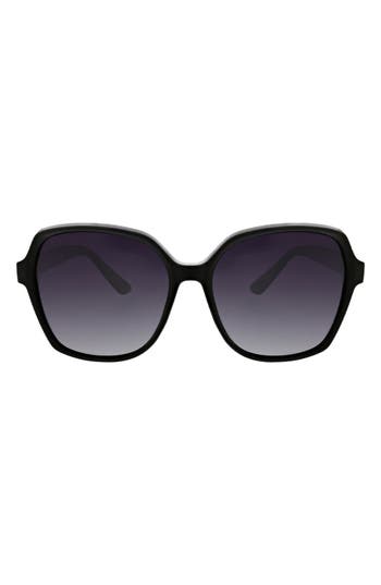 Oscar De La Renta Angled Modern 58mm Square Polarized Sunglasses In Black