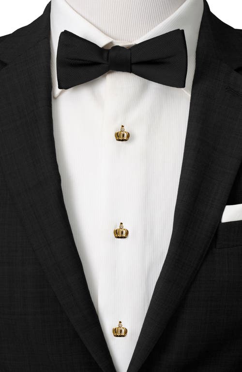 Shop Cufflinks, Inc . Vincent De Paul 3d Crown Gold Crystal Cuff Links & Stud Set