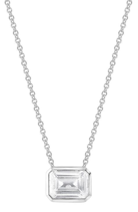 Emerald Cut Lab Created Diamond Necklace - 0.75ctw