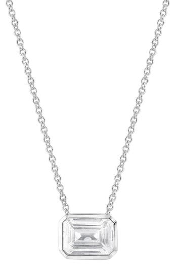 Shop Badgley Mischka Collection 14k Gold Emerald Cut Lab-created Diamond Pendant Necklace In White Gold