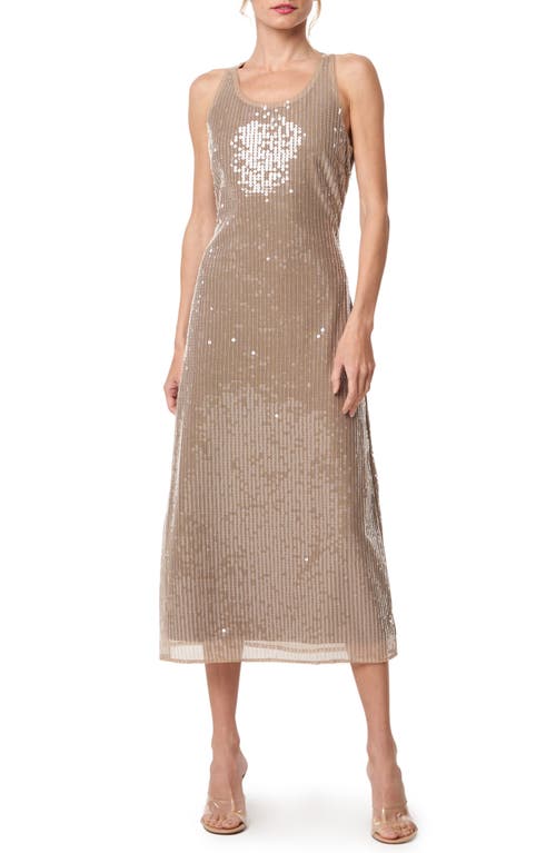 CIEBON Kataline Sequin Sleeveless Midi Dress Tan at Nordstrom,