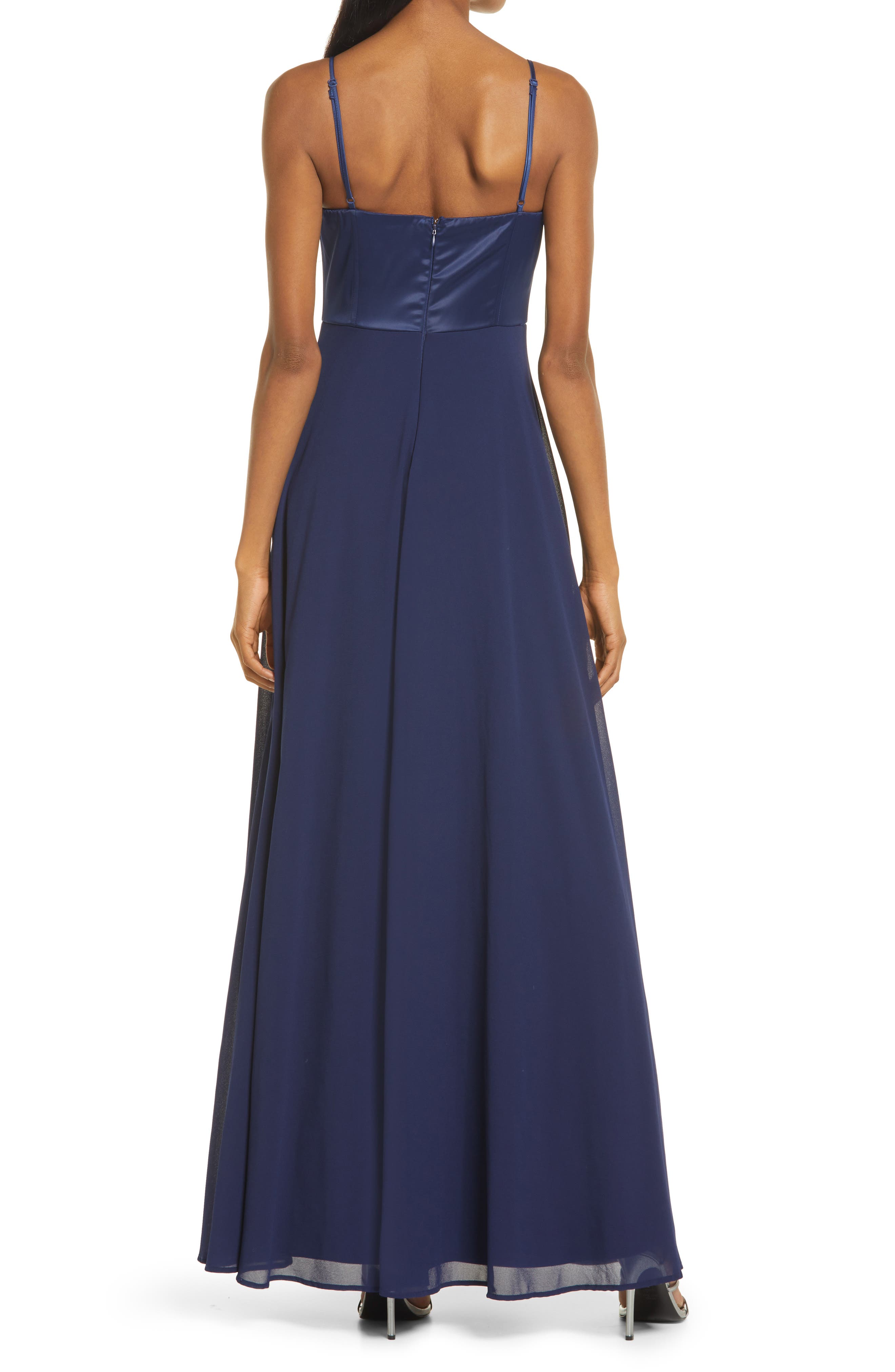 Satin Bustier Chiffon Gown | Nordstrom