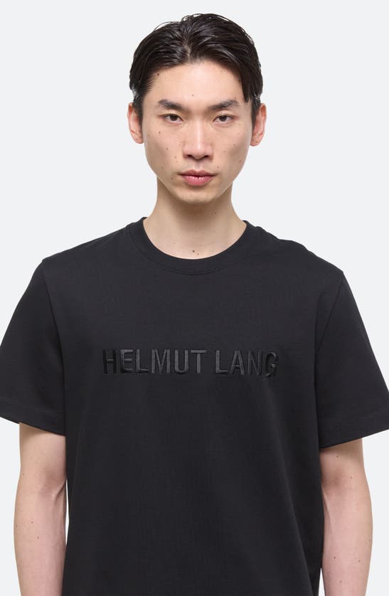 Shop Helmut Lang Tonal Embroidered Logo T-shirt In Black