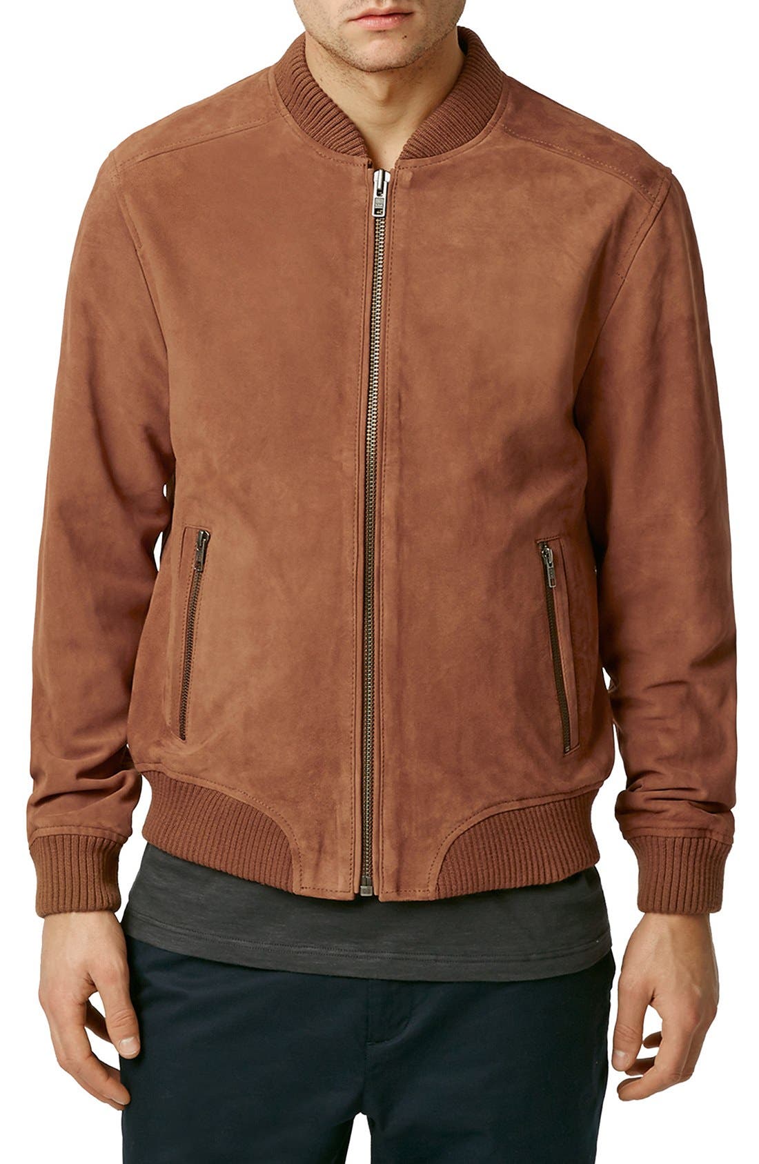 Topman Orange Suede Bomber Jacket Nordstrom
