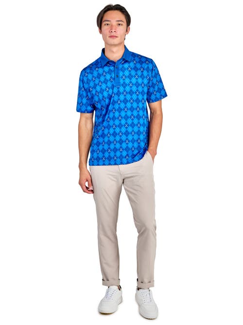 Shop Construct Con.struct Golf Club Argyle Print Performance Golf Polo In Blue