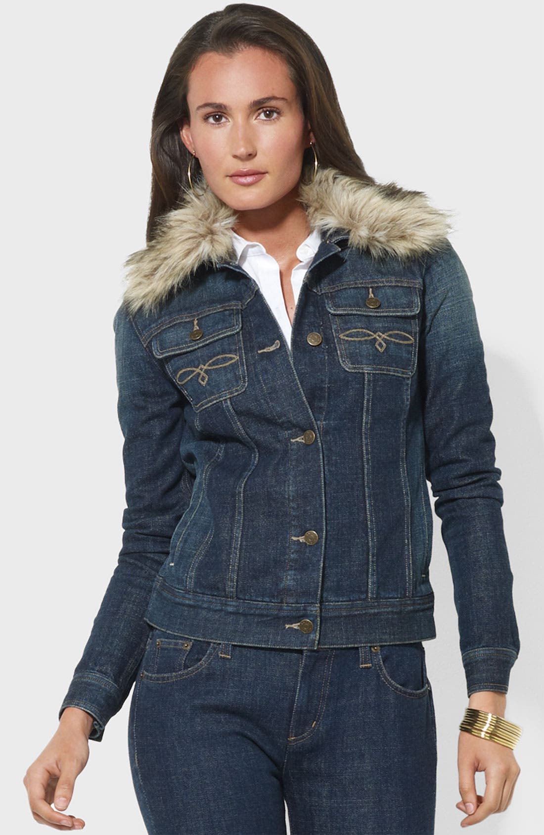 ralph lauren jeans jacket with fur collar