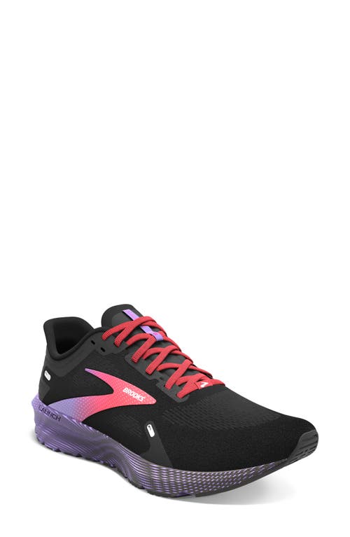 Brooks Launch 9 Running Shoe in Black/Coral/Purple