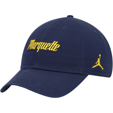 Marquette Golden Eagles Mitchell & Ness Sharktooth Snapback Hat - Gold/Navy