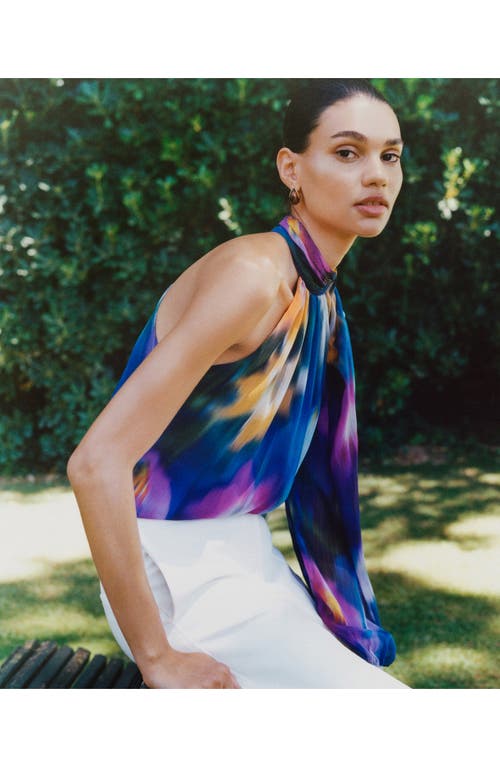 MANGO MANGO ASYMMETRIC PRINT ONE-SHOULDER TOP