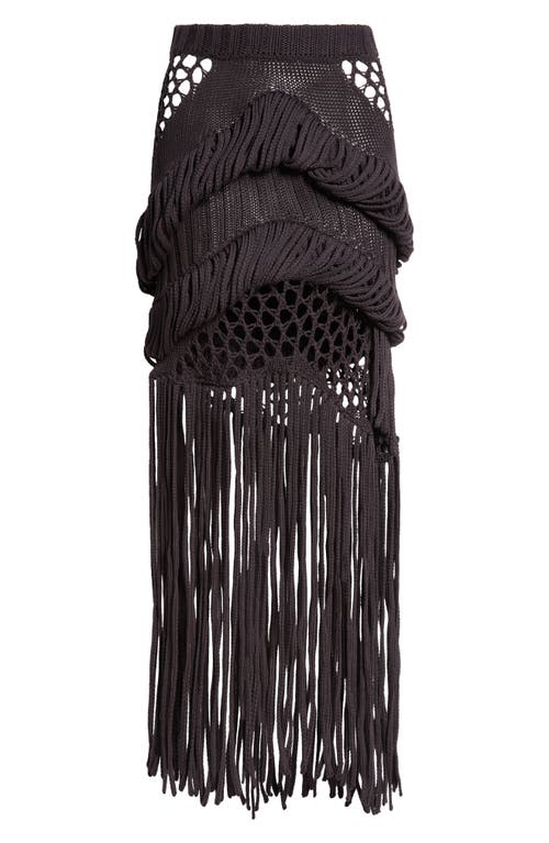 Shop Diotima Medusa Loop & Fringe Crochet Midi Skirt In Black