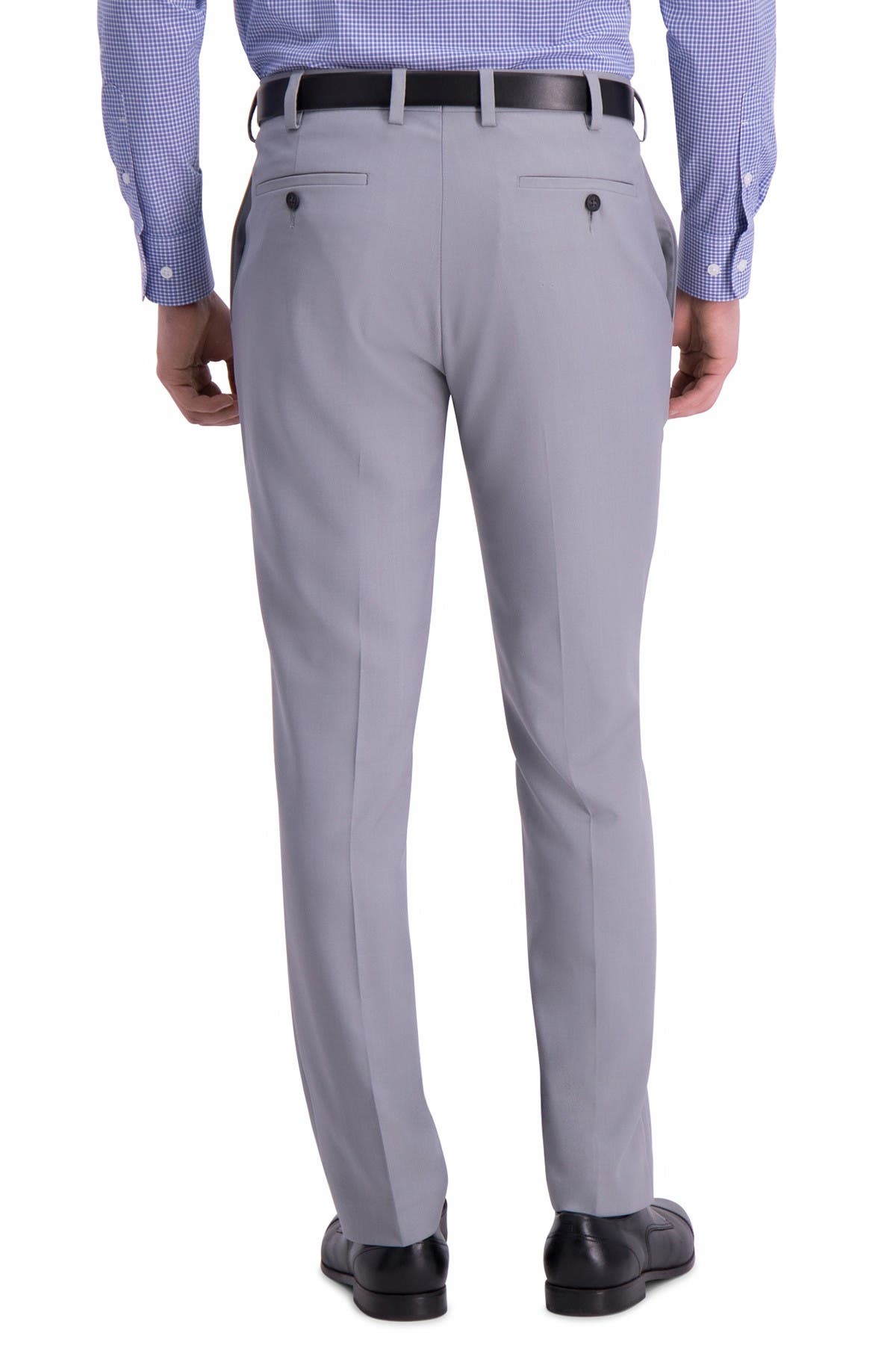 Louis Raphael Solid Flat Front Slim Fit Dress Pants In Silver1