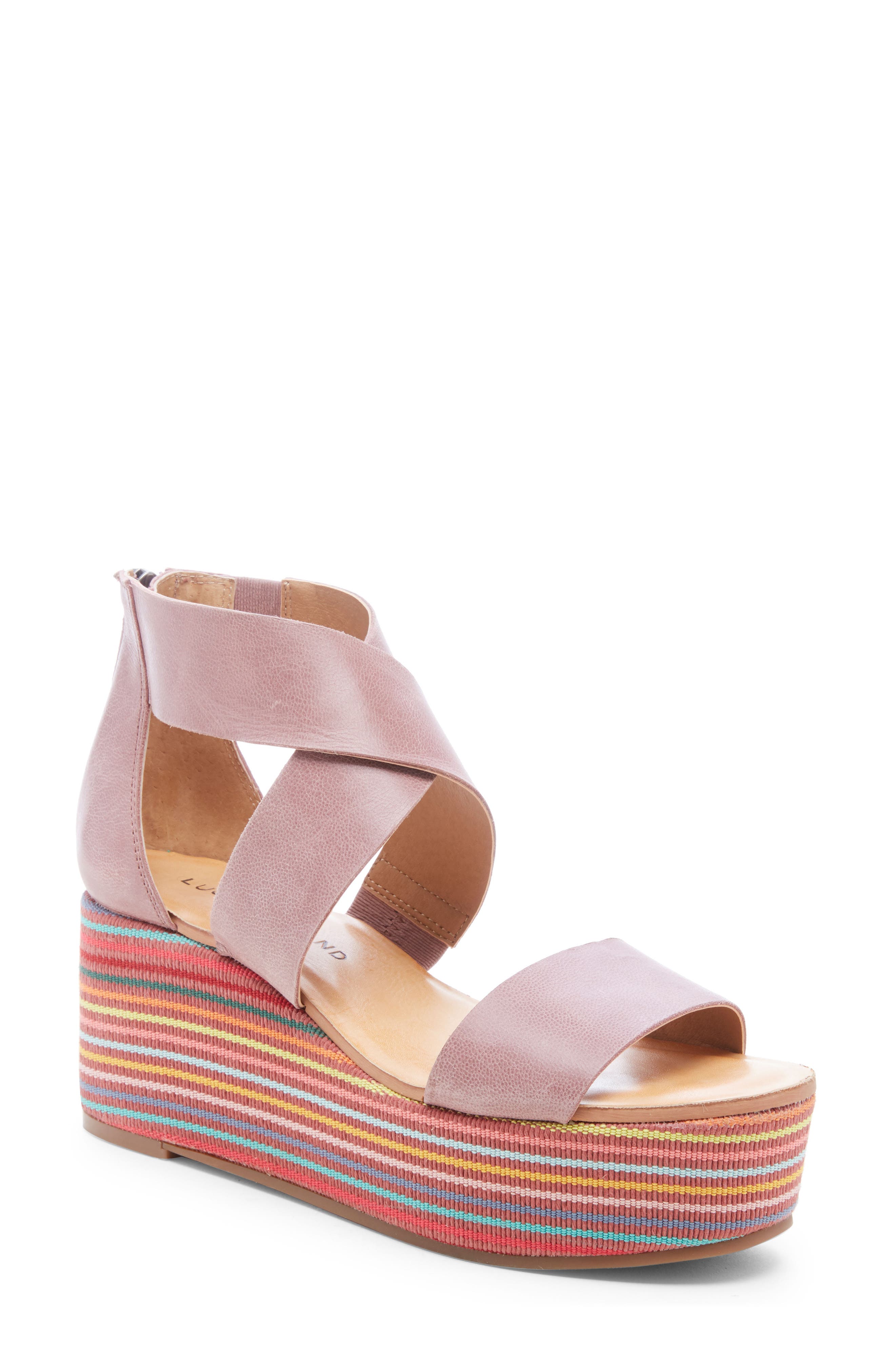 Lucky Brand Gwindolin Platform Wedge Sandal, Purple