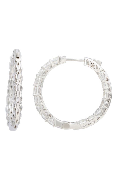 Suzy Levian Sterling Silver Pink Sapphire Gladiator Hoop Earrings In White