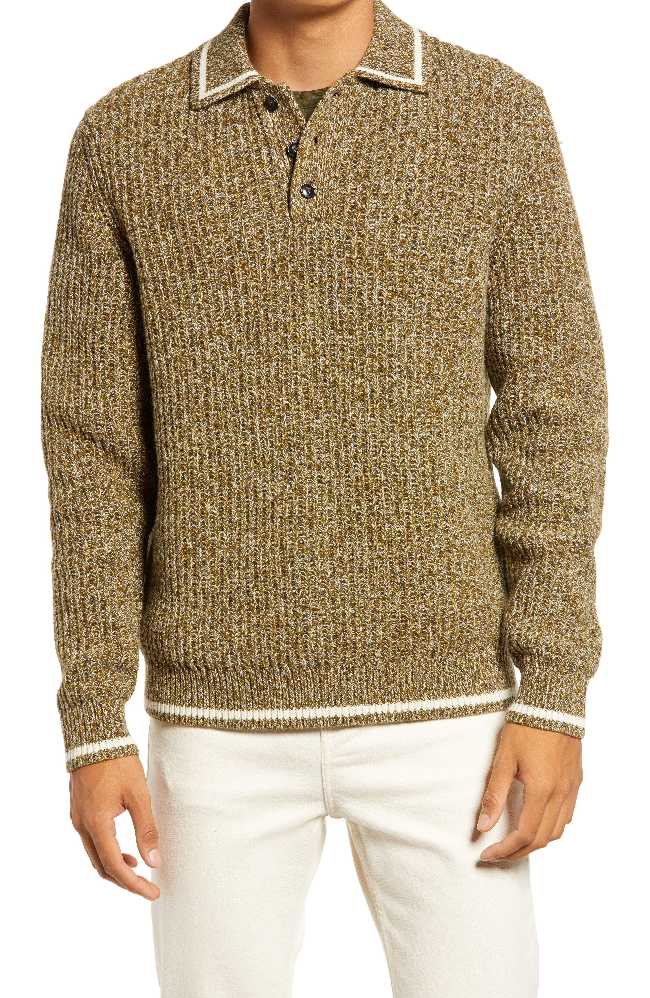 brown polo sweater