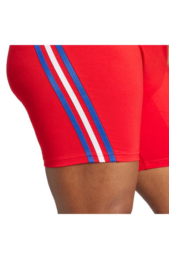 Shop Adidas Originals Future Icons 3-stripes Bike Shorts In Better Scarlet
