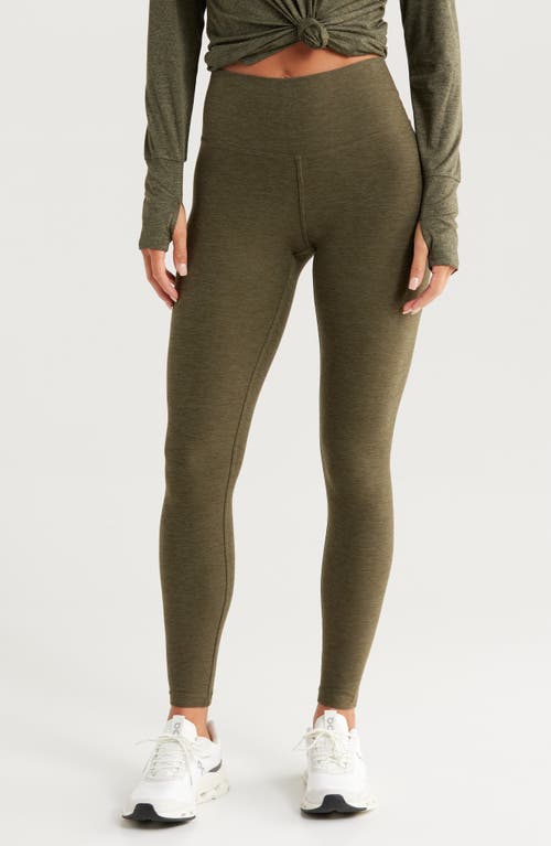 Shop Zella Renew Mélange High Waist Leggings In Olive Night Melange