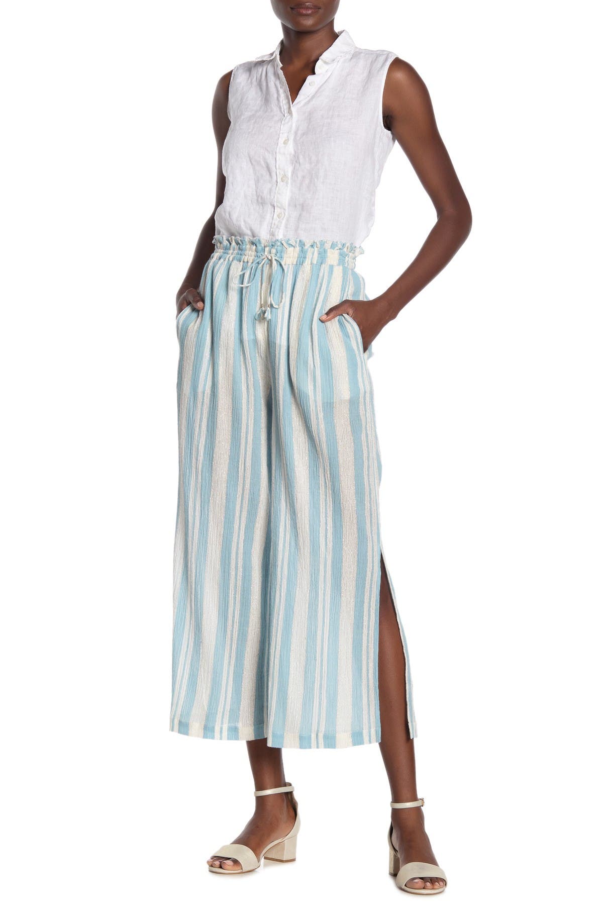 high waisted striped pants outfit