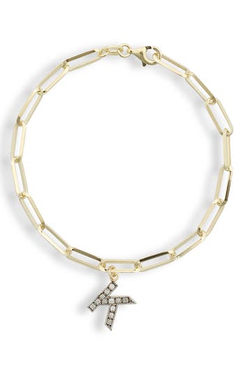 Meshmerise Diamond Initial Charm Bracelet In Yellow-k