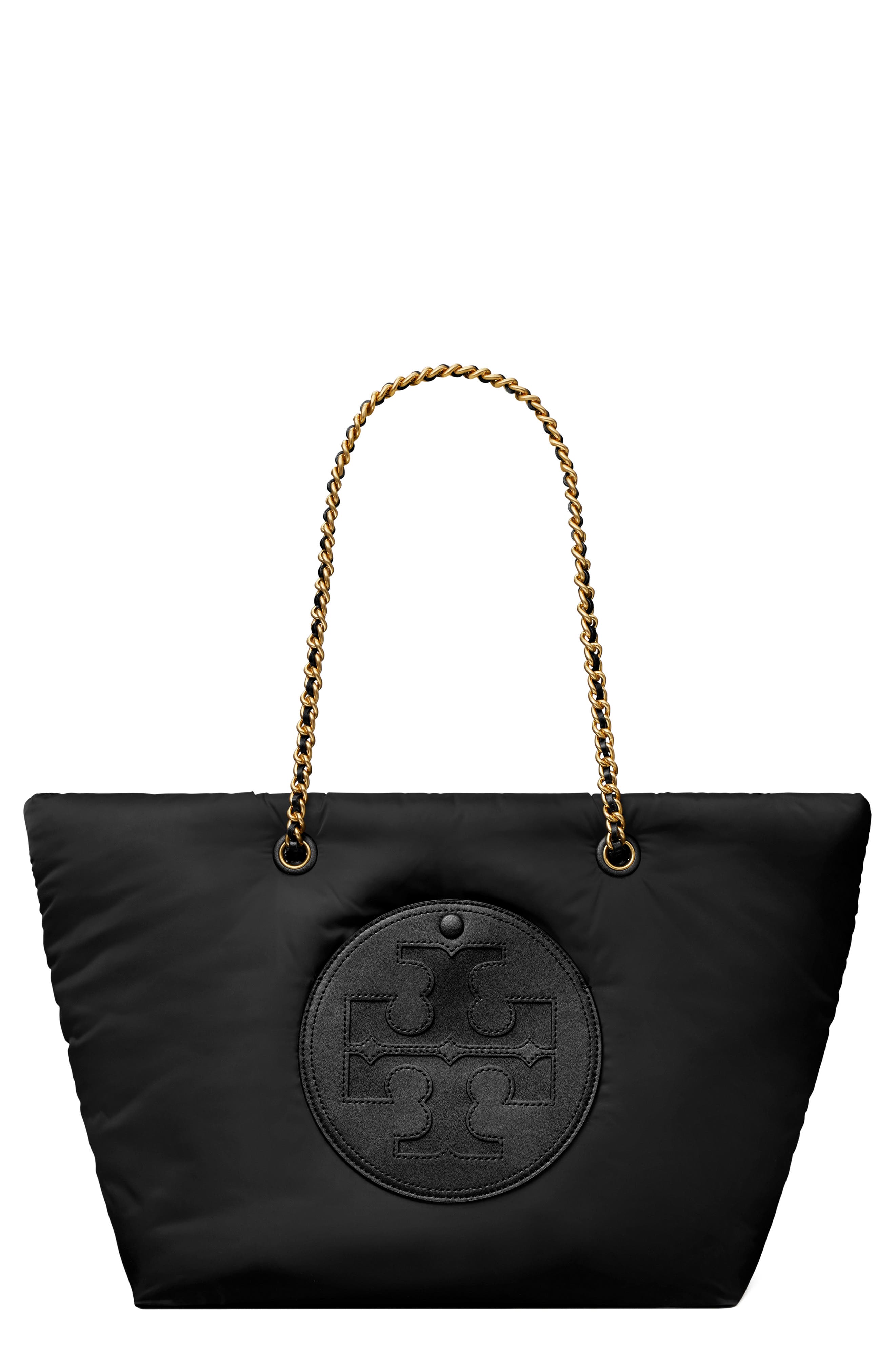 Tory Burch Ella Puffy Chain Tote, Main, color, Black