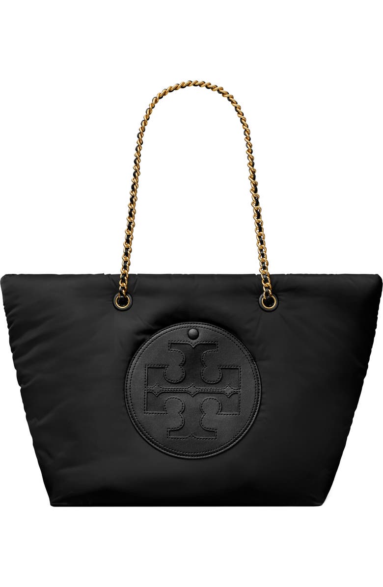 Tory Burch Ella Puffy Chain Tote, Main, color, Black