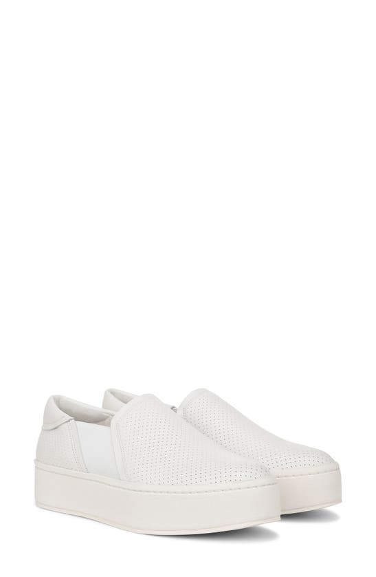 Shop Vince Warren Perforated Platform Sneaker In White