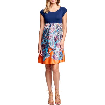 Maternal America Tie Front Maternity Dress, Blue