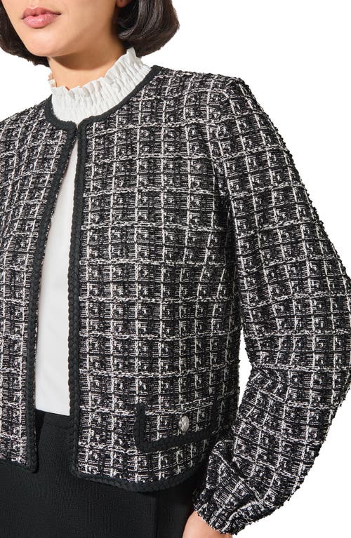 Shop Ming Wang Bishop Sleeve Tweed Jacket In Black