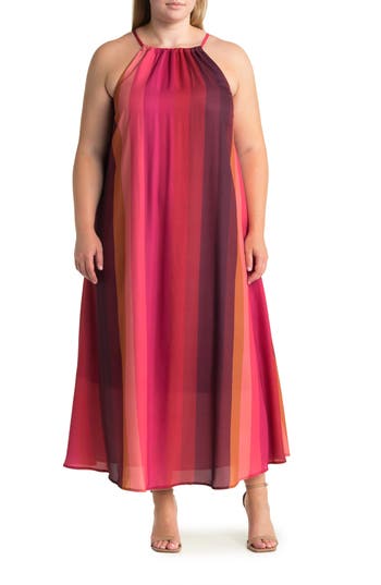 By Design Belinda Sleeveless Georgette Maxi Dress In Red/pink Combo