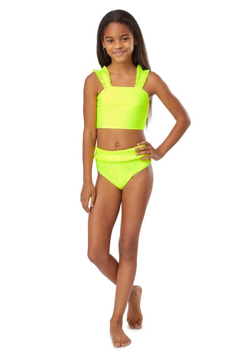 Cheap Kids Girls Swimsuits Two-Pieces Teens Bathing Suits Padded