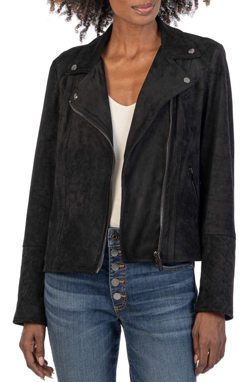 KUT from the Kloth Emma Faux Suede Moto Jacket in Black
