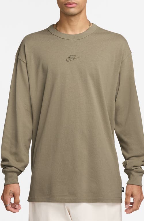 Shop Nike Sportswear Premium Essentials Long Sleeve T-shirt In Neutral Olive