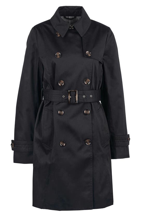 Barbour Greta Belted Water Resistant Twill Trench Coat In Black ...