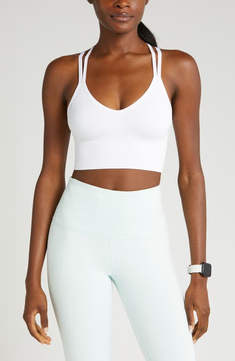 Faith Strappy Yoga Tank Top With Built in Bra in White -  UK