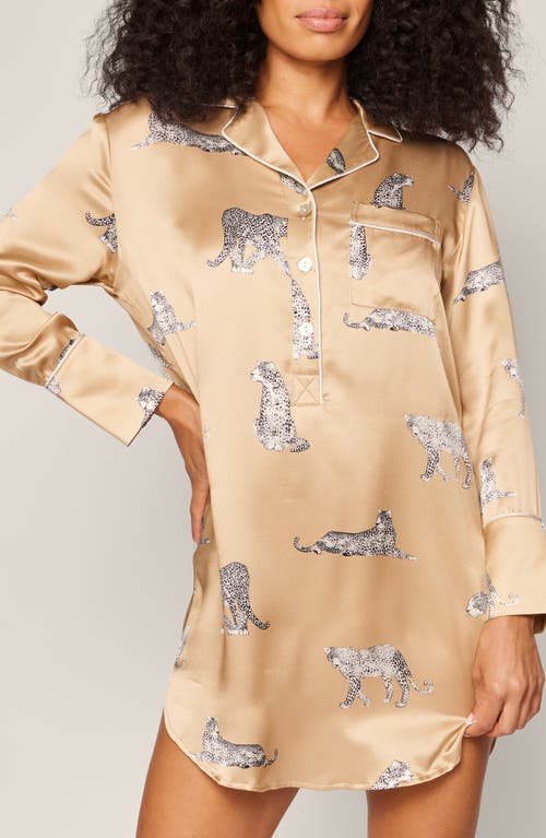 PETITE PLUME PETITE PLUME PANTHER PRINT MULBERRY SILK NIGHTGOWN 