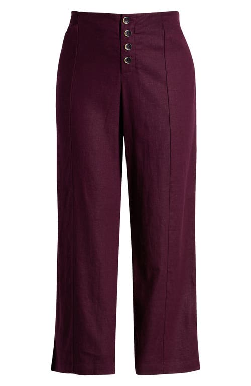 Universal Standard Coastal Midweight High Waist Linen Blend Pants In Elderberry