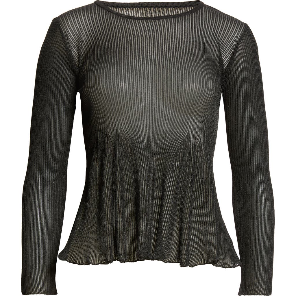Cfcl Hypha Lucent Flare Hem Knit Top In Black