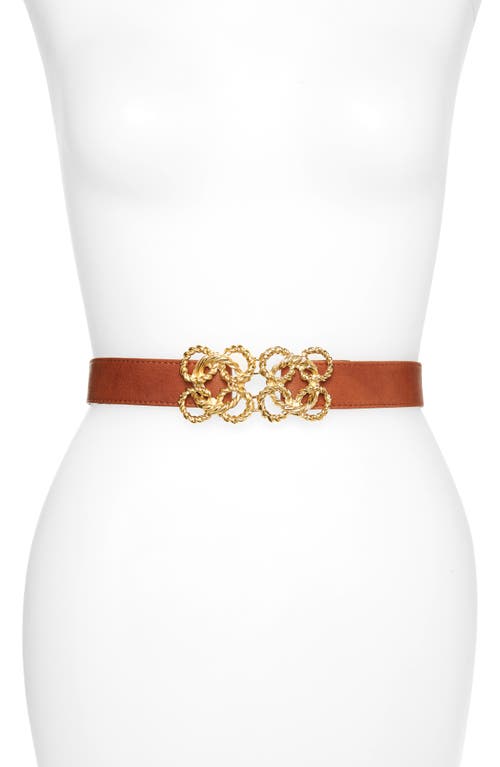 Torchon Rope Buckle Leather Belt in Cognac