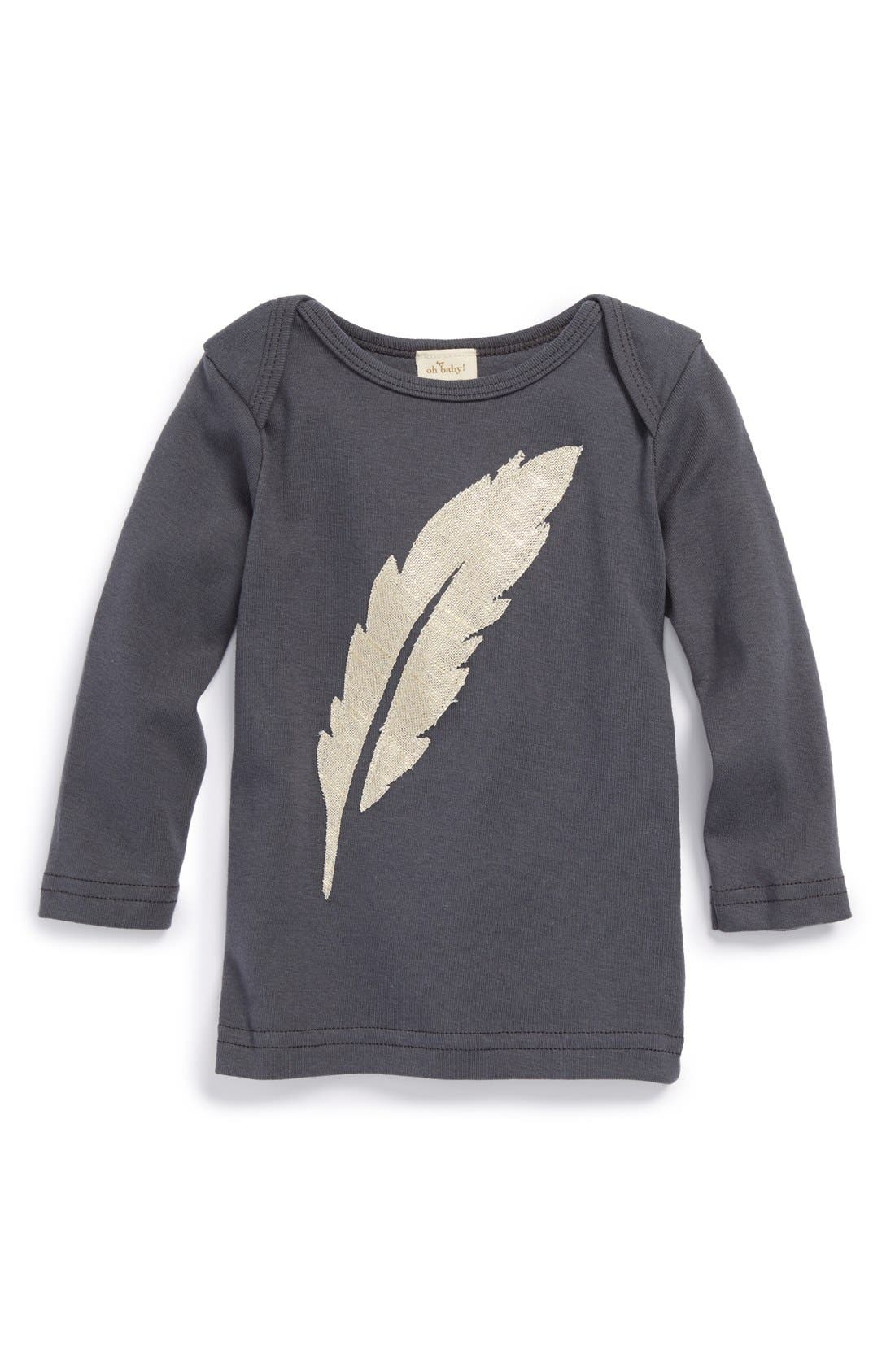 oh baby! 'Gold Feather' Long Sleeve Cotton Top (Baby Girls) Nordstrom