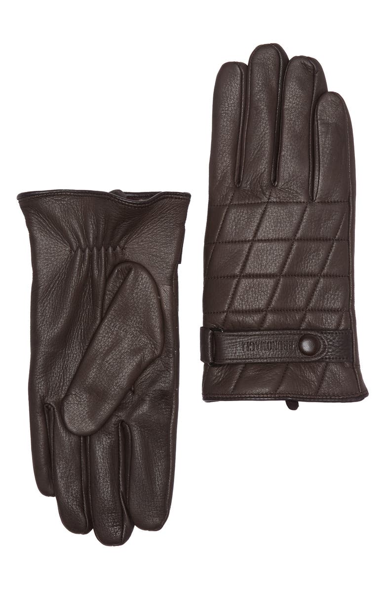 BRUNO MAGLI AMICALE Deerskin Leather Quilted Cashmere Lined Gloves ...