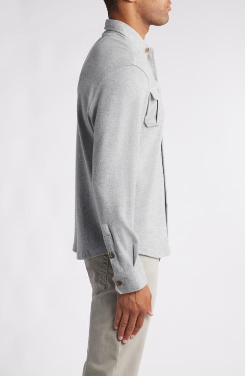 Johnnie-o Brayden Knit Flannel Button-up Shirt In Light Gray
