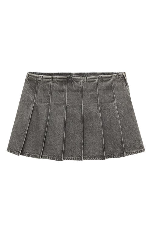 Shop Mango Pleated Denim Miniskirt In Denim Grey