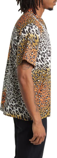 Saturdays NYC Canty Sound Leopard Print Short Sleeve Camp Shirt